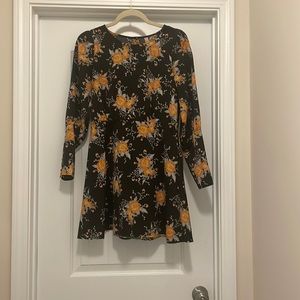 Free People Black Floral Skater Dress Size 2